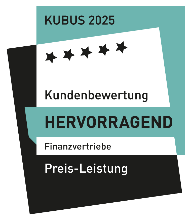 KUBUS Auszeichnung 2025 für Finanzvertriebe: 'Hervorragend' in der Kategorie Preis-Leistungs-Verhältnis